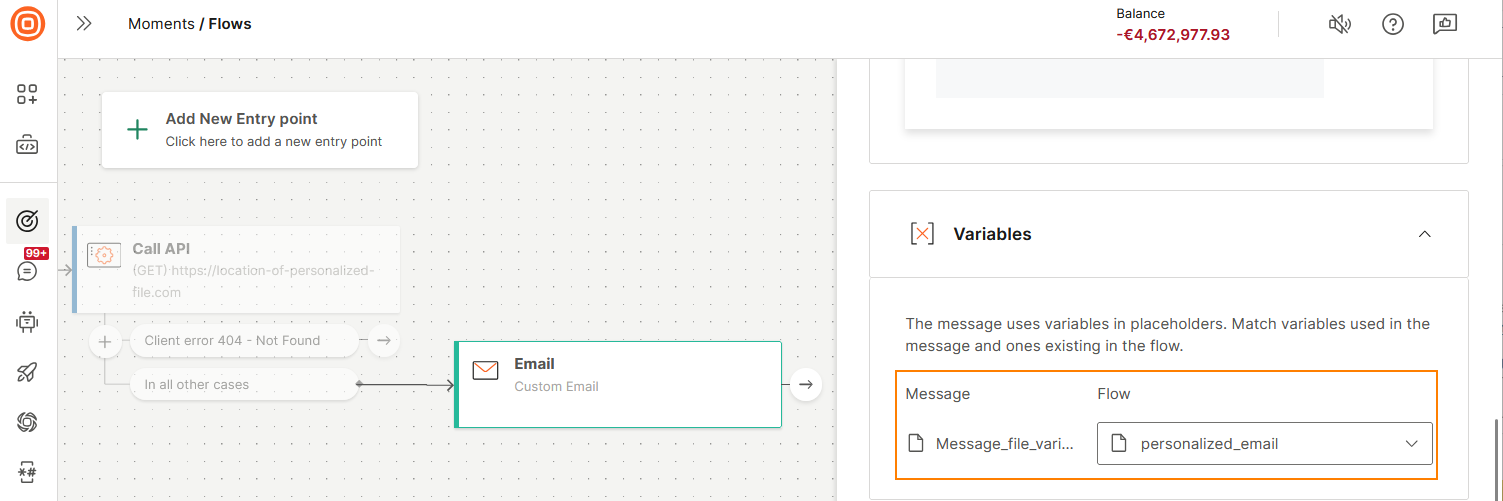 Map message variable with flow variable
