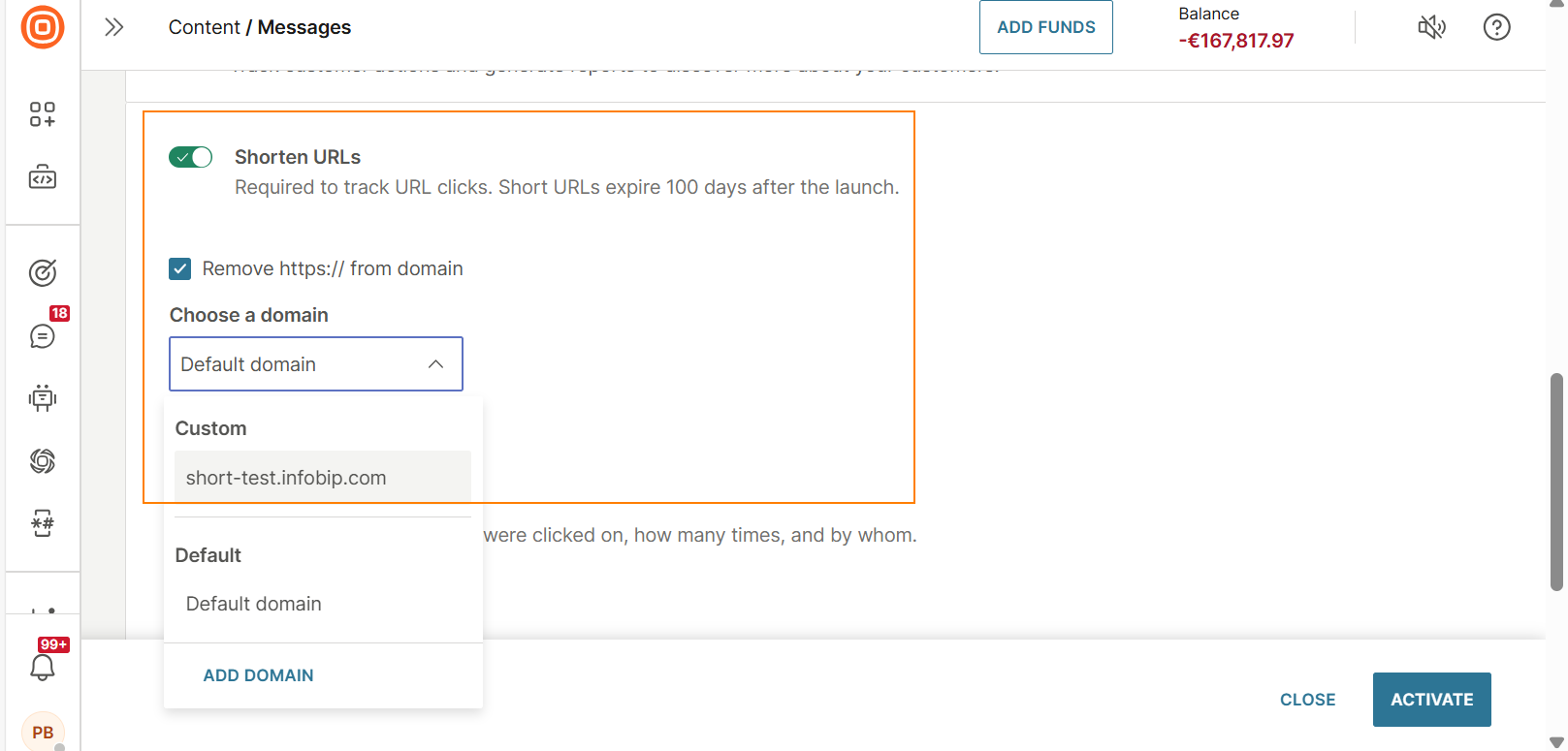 Shorten URLs that have a custom domain