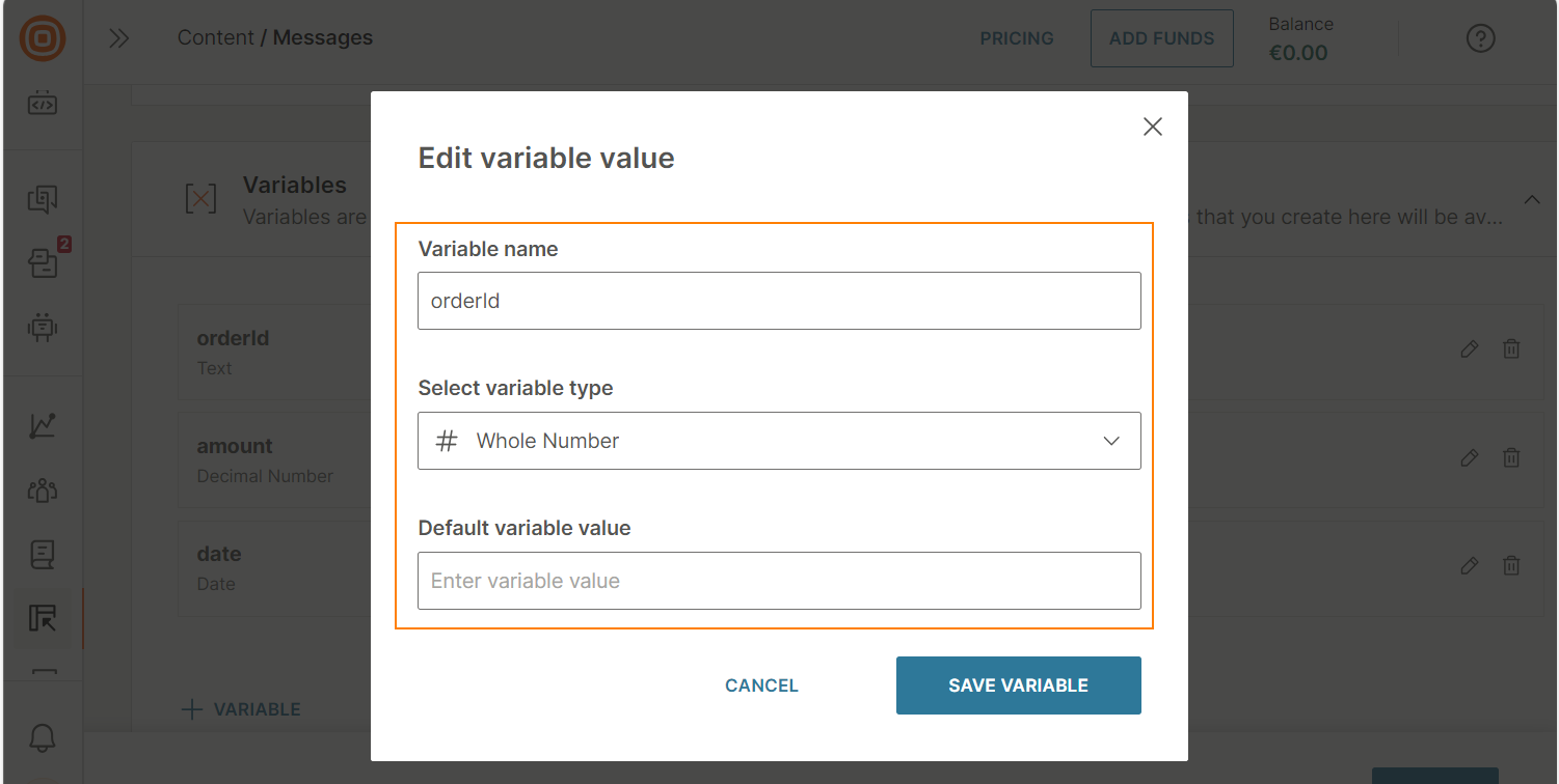 Configure the variable