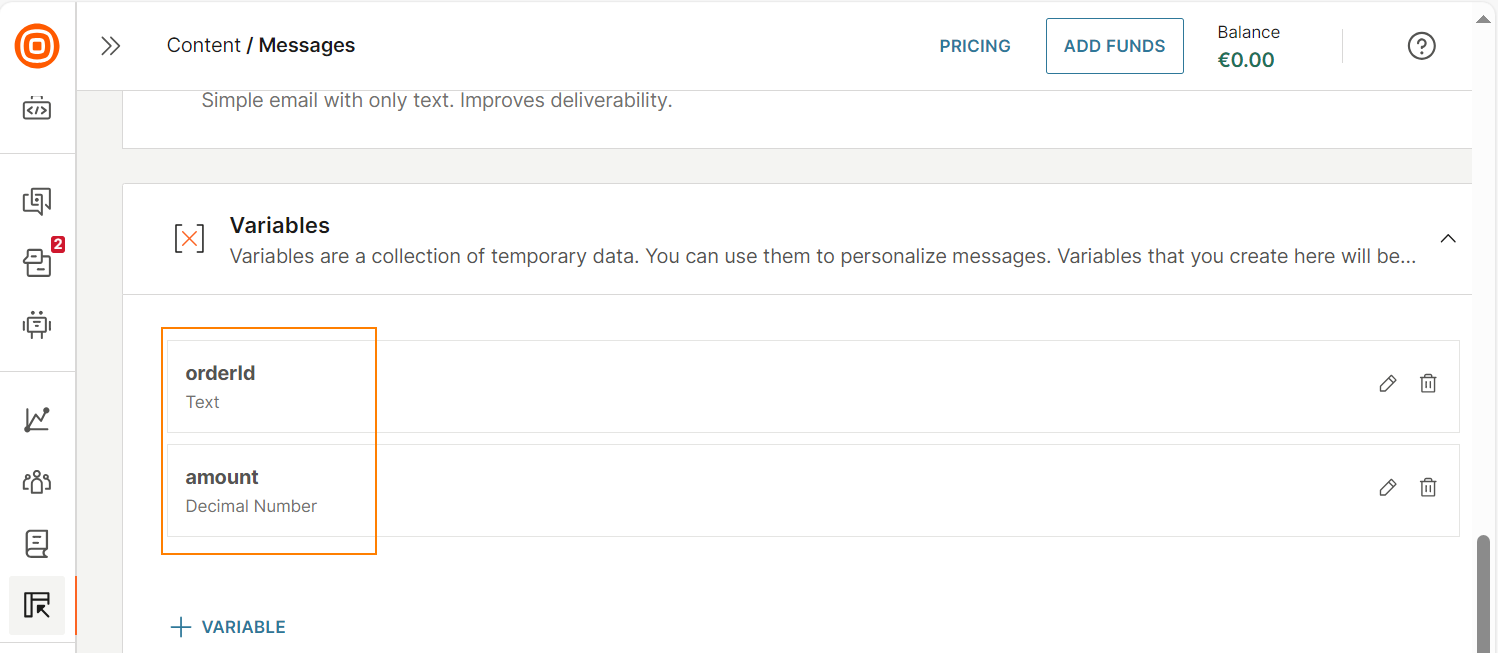 View the list of variables