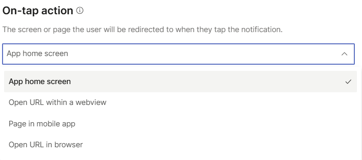 Specify the on-tap action