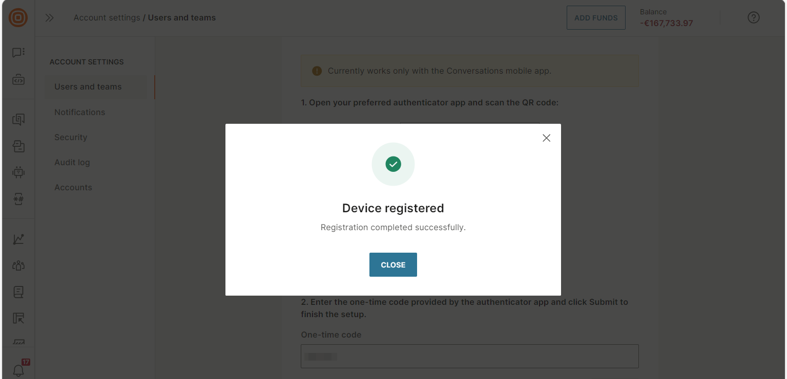 Device has been registered