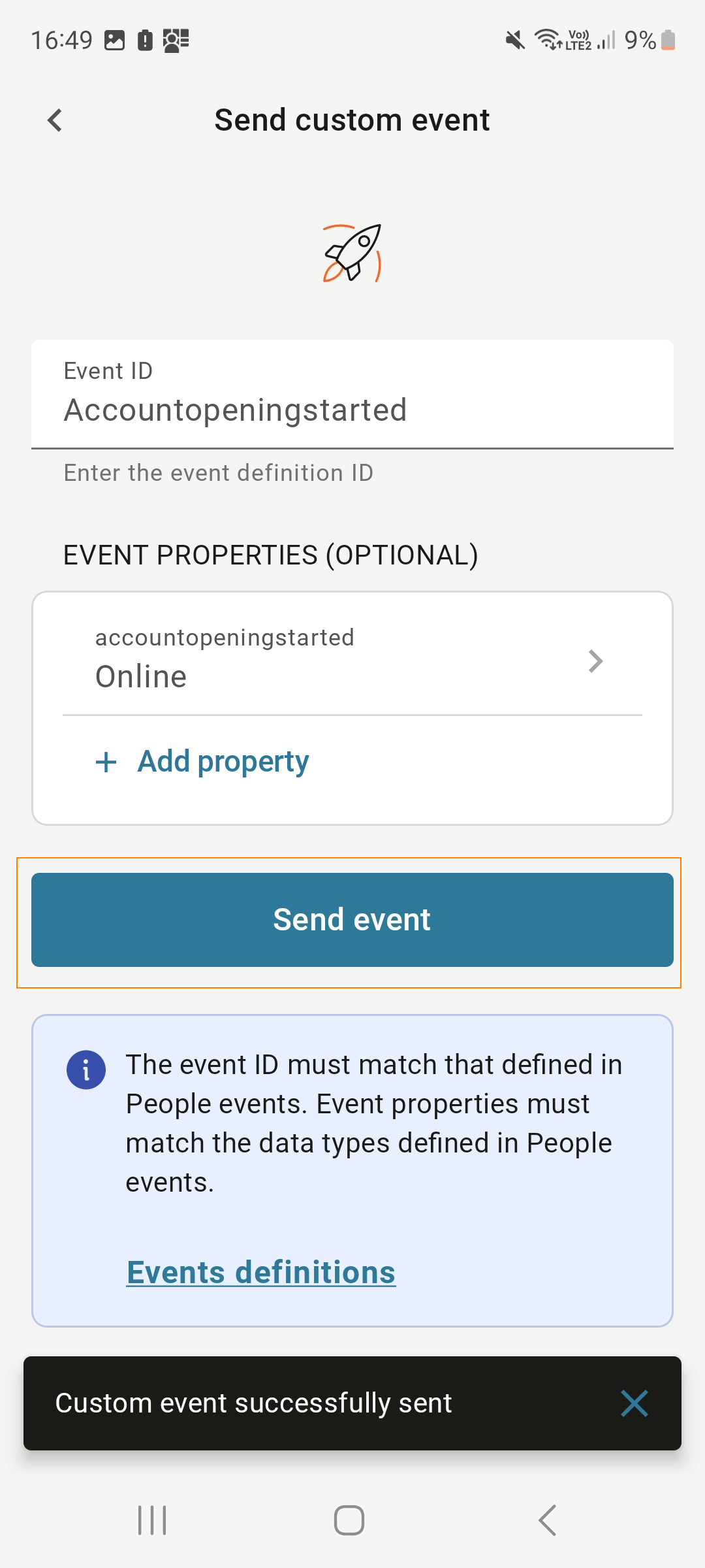 Send event property to People