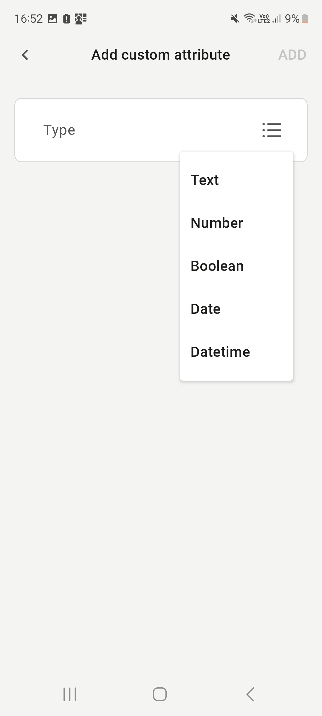 Select the data type