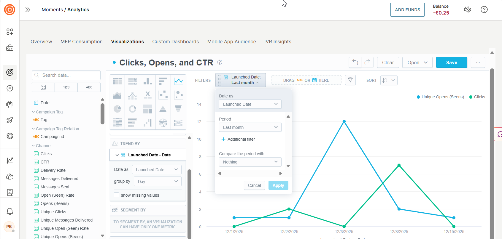 Image that shows how to filter a visualization by date