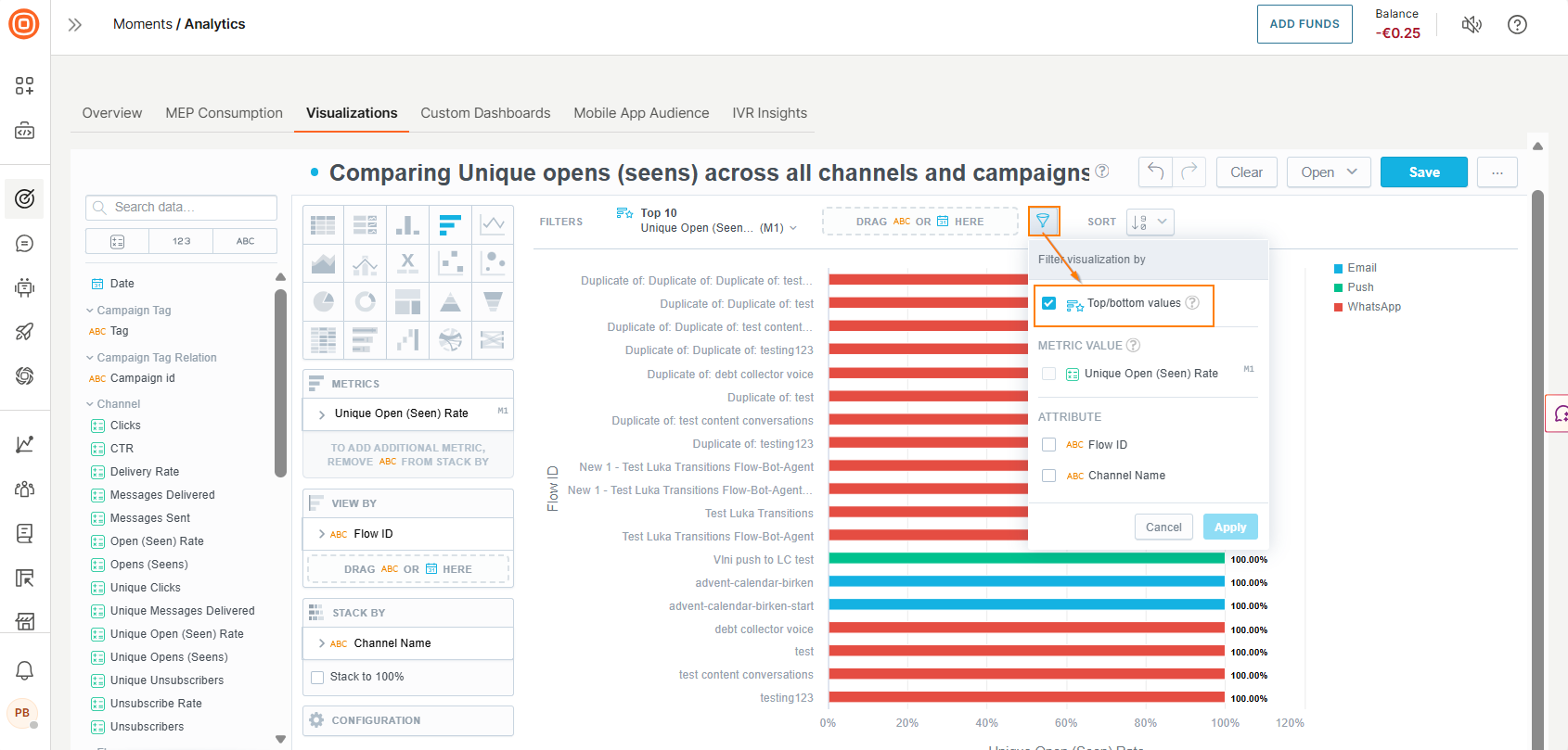 Image that shows how to filter by top or bottom values