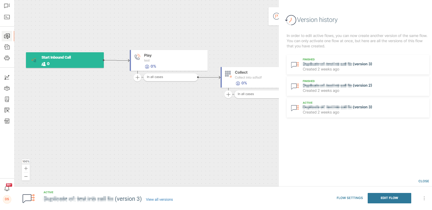 View flow version history