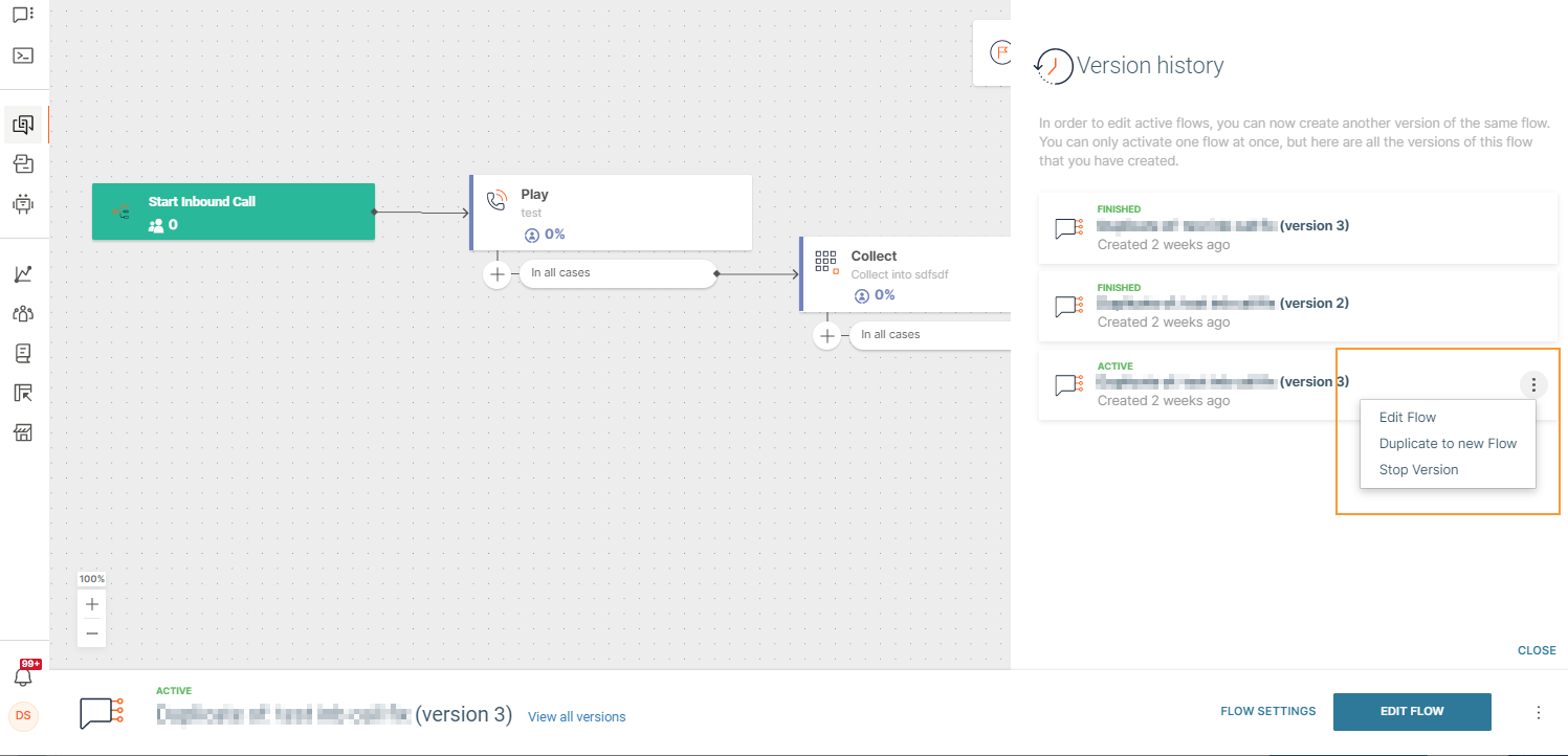 Use the flow menu