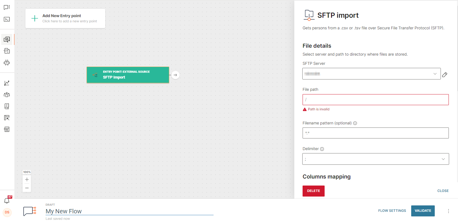 Moments Flow SFTP Import Entry Point