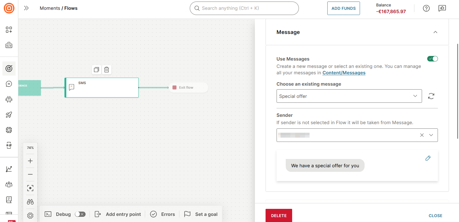 Image that shows how to configure an element