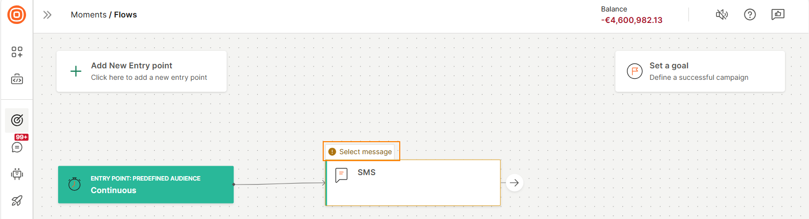 Image that shows an error message for the SMS element