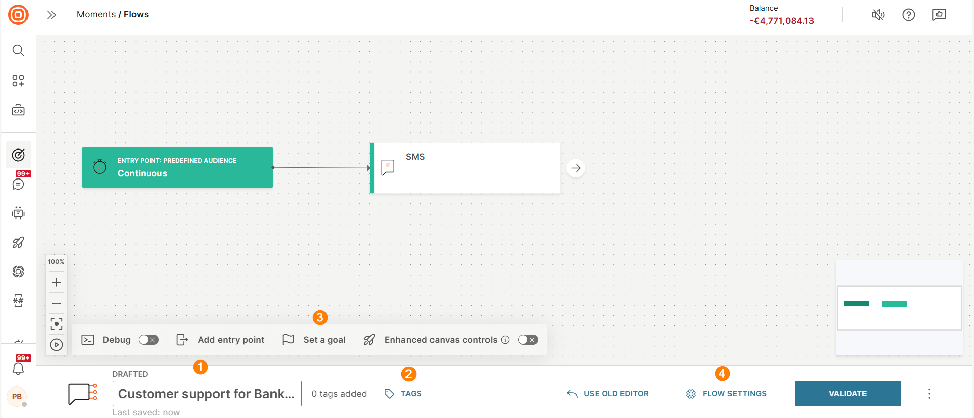 Image that shows how to configure the flow