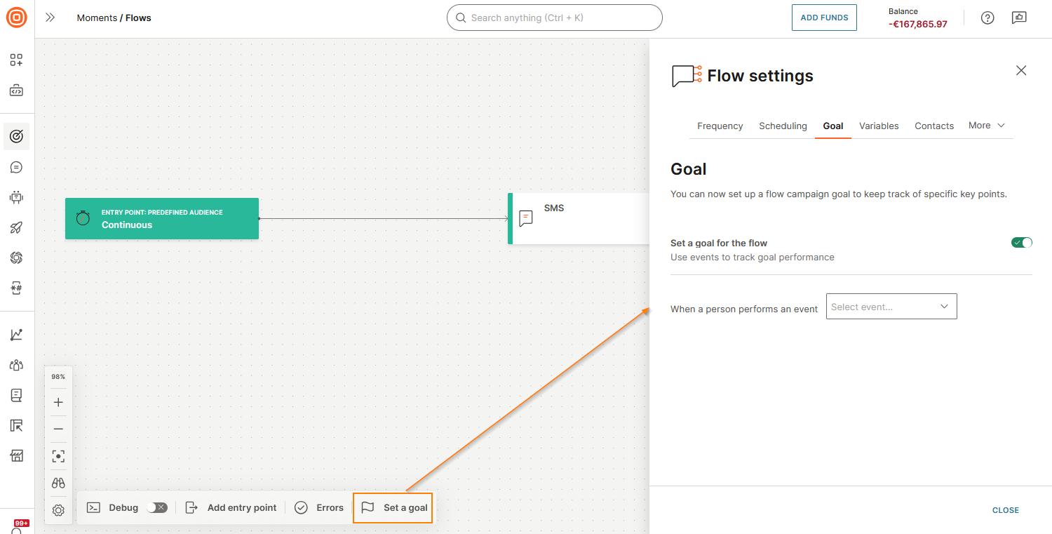 Image that shows how to add a goal