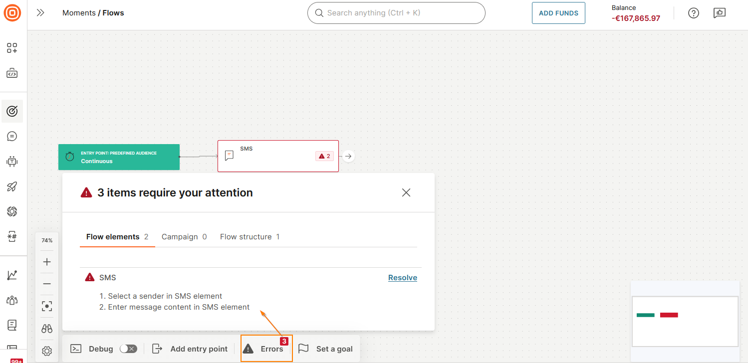 Image that shows how to validate the flow