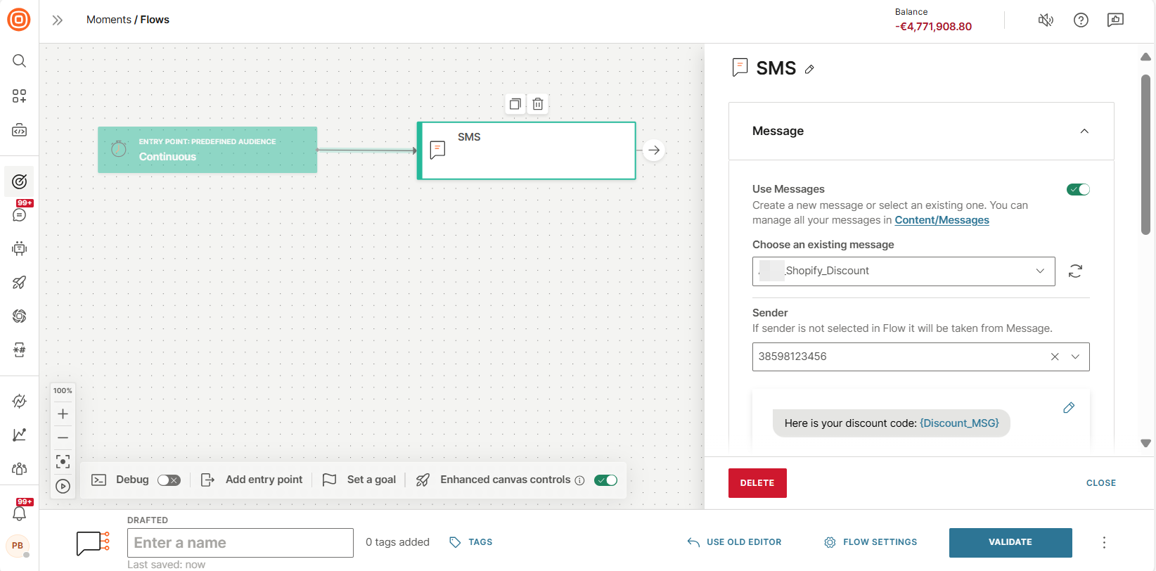 Image that shows the flow editor