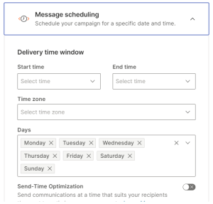 Configure the delivery time window
