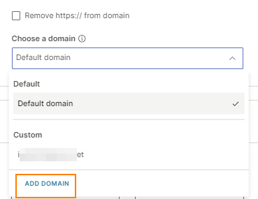 Select custom domain