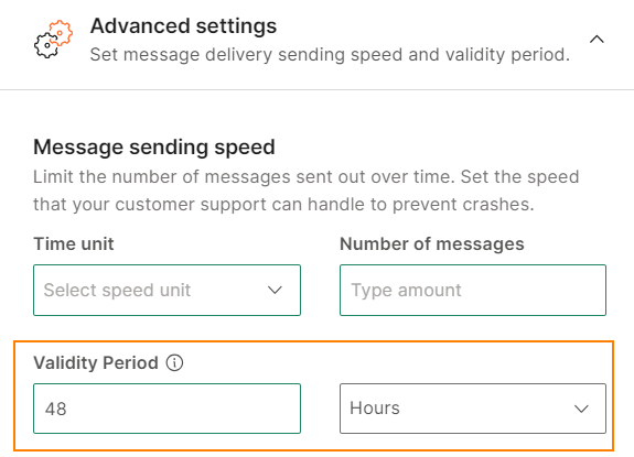 Configure the validity period of the message