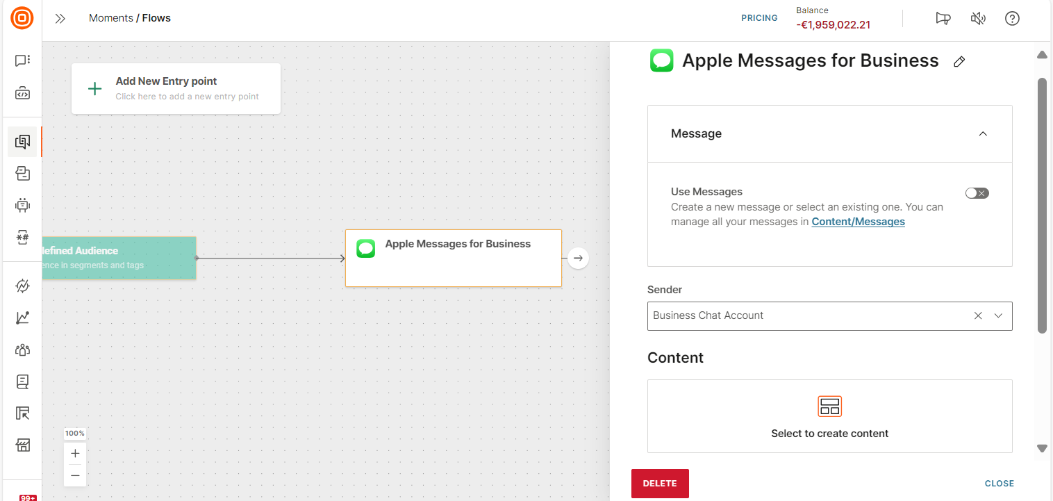 Add Apple messages for business