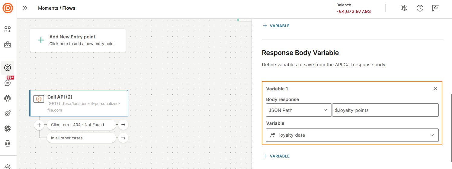 Configure the response body variable