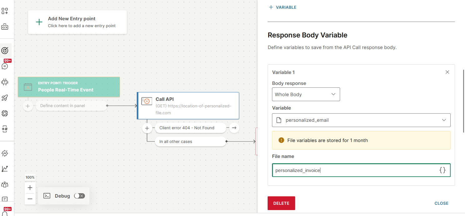 Configure the response body variable