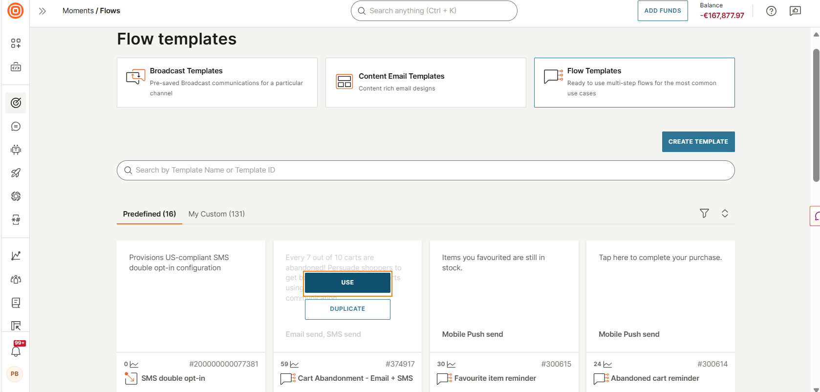 Image that shows how to create a flow from a template