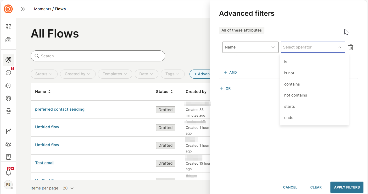 Advanced filters