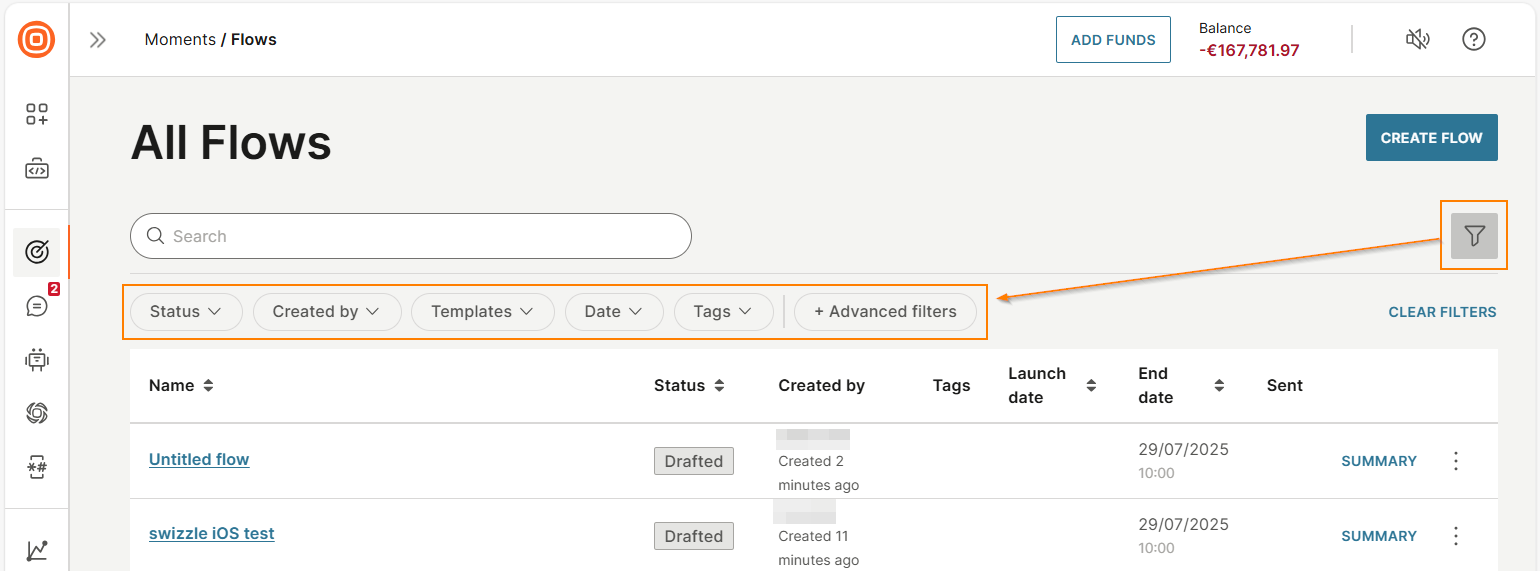 Select Filter icon