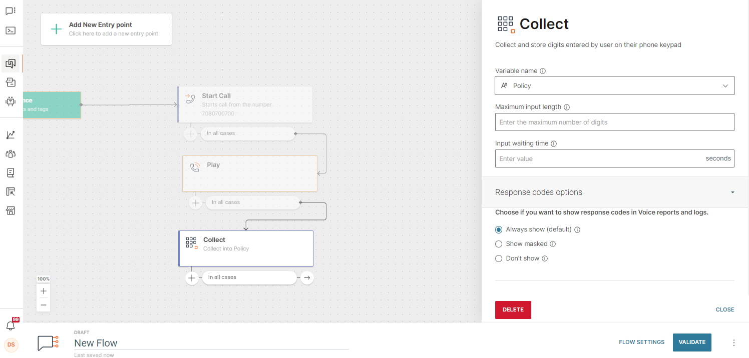 IVR collect - side panel