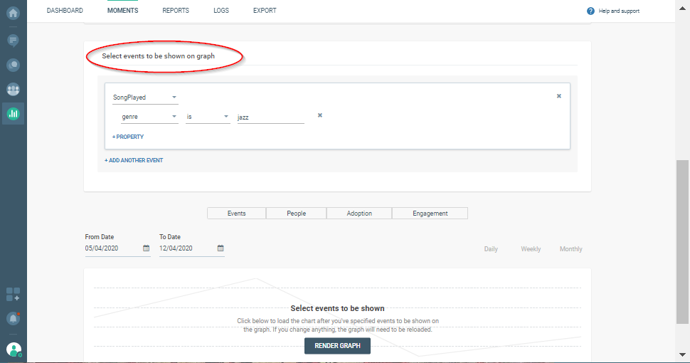 user actions on graph
