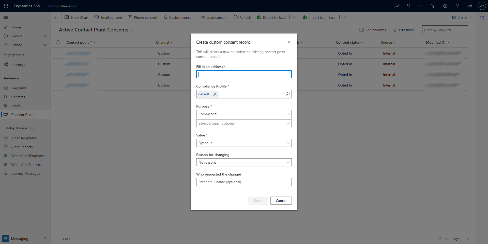 Dynamics 365 - Add consent to phone numbers