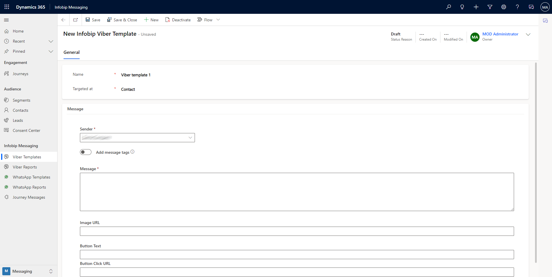 Dynamics 365 - Create Viber template