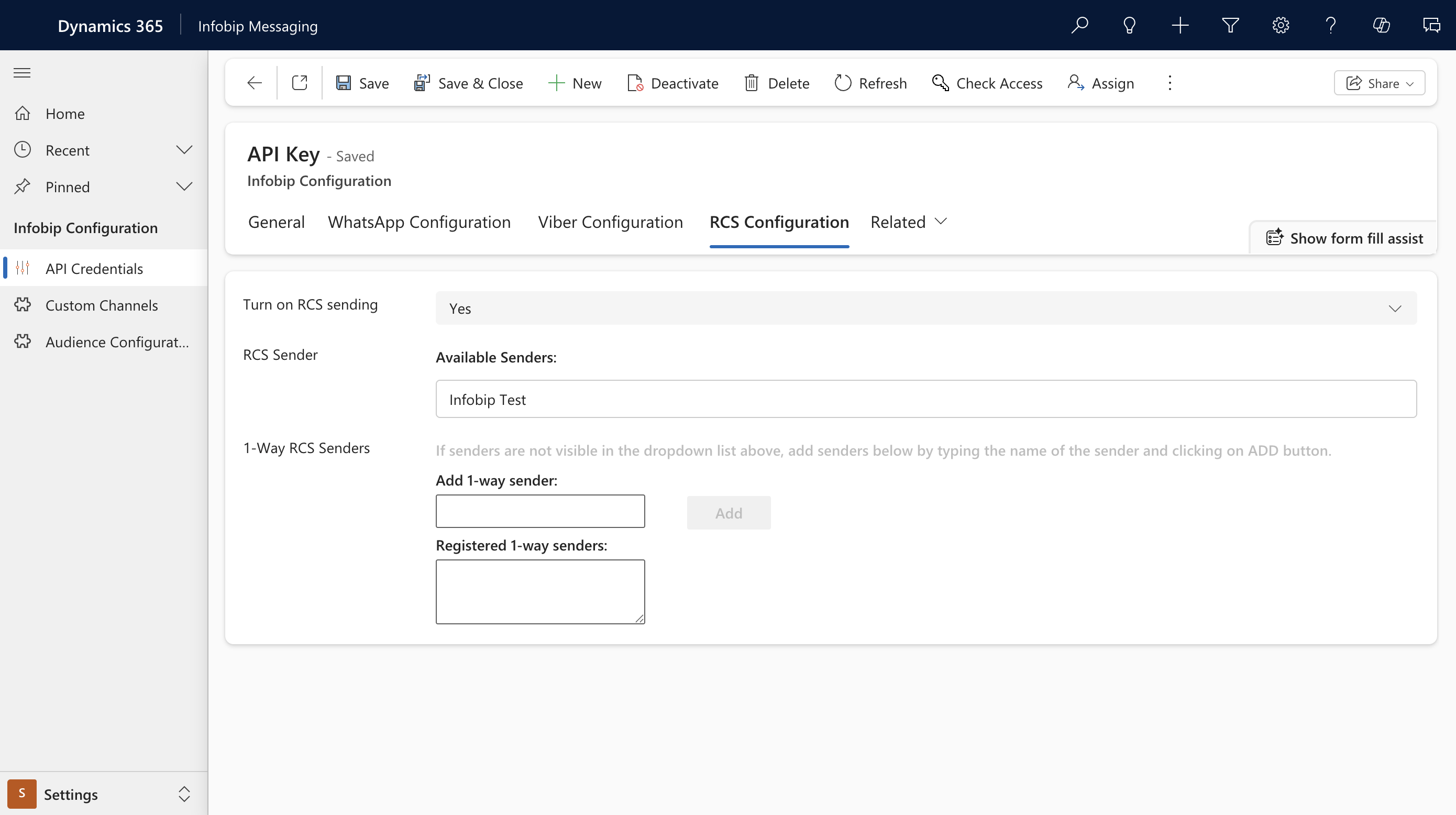 Dynamics 365 - RCS configuration