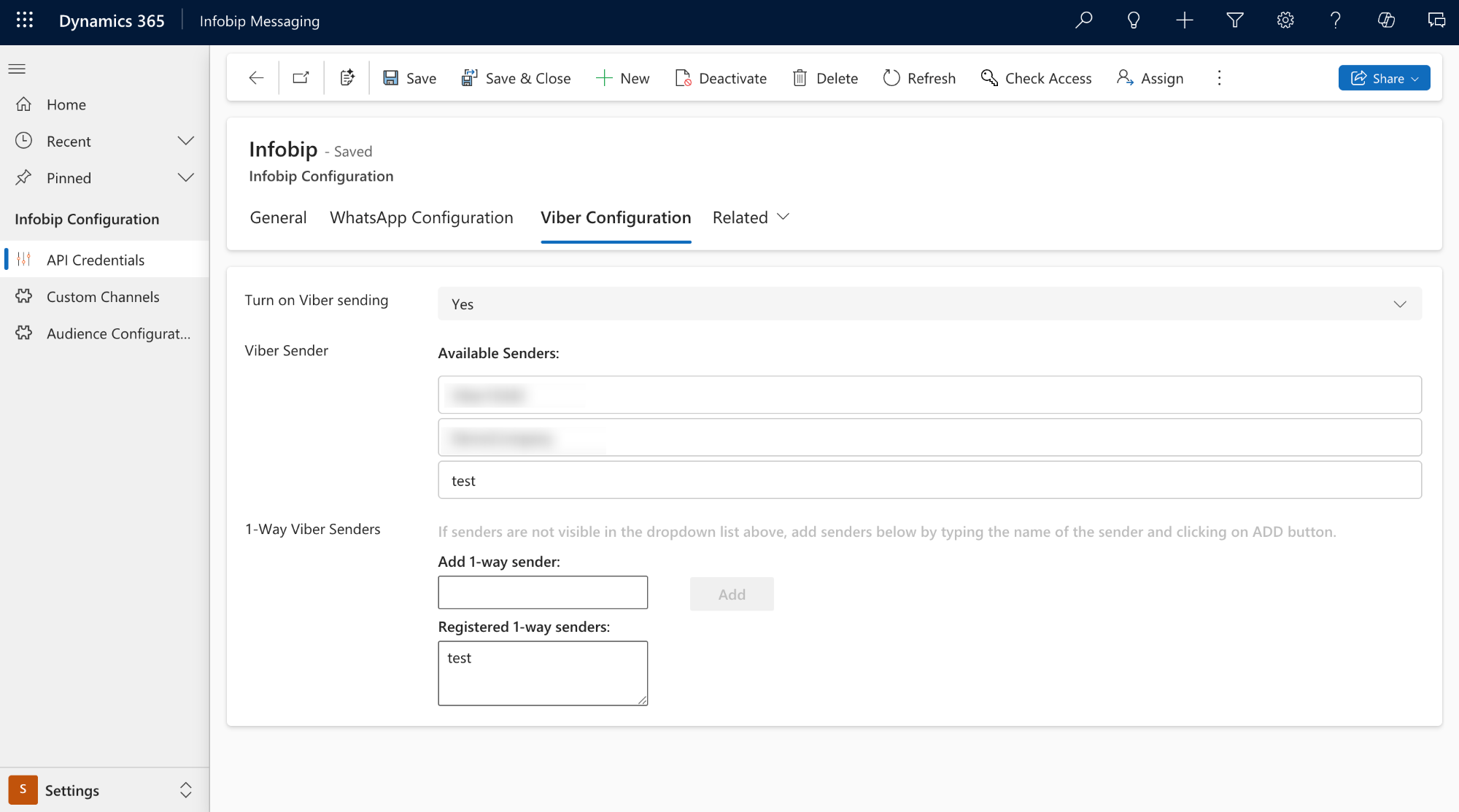 Dynamics 365 - Viber configuration