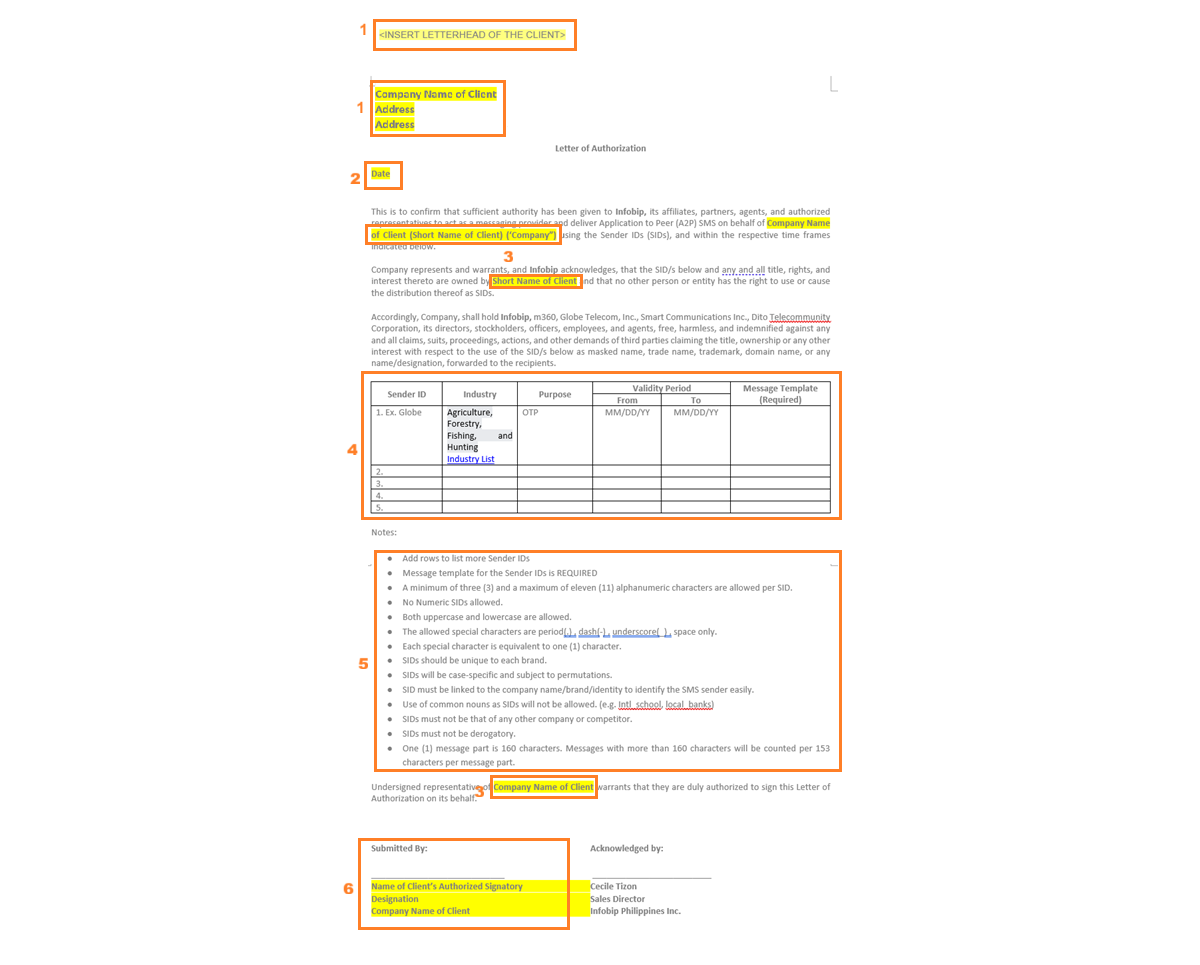 Essentials - Globe local direct customer LOA