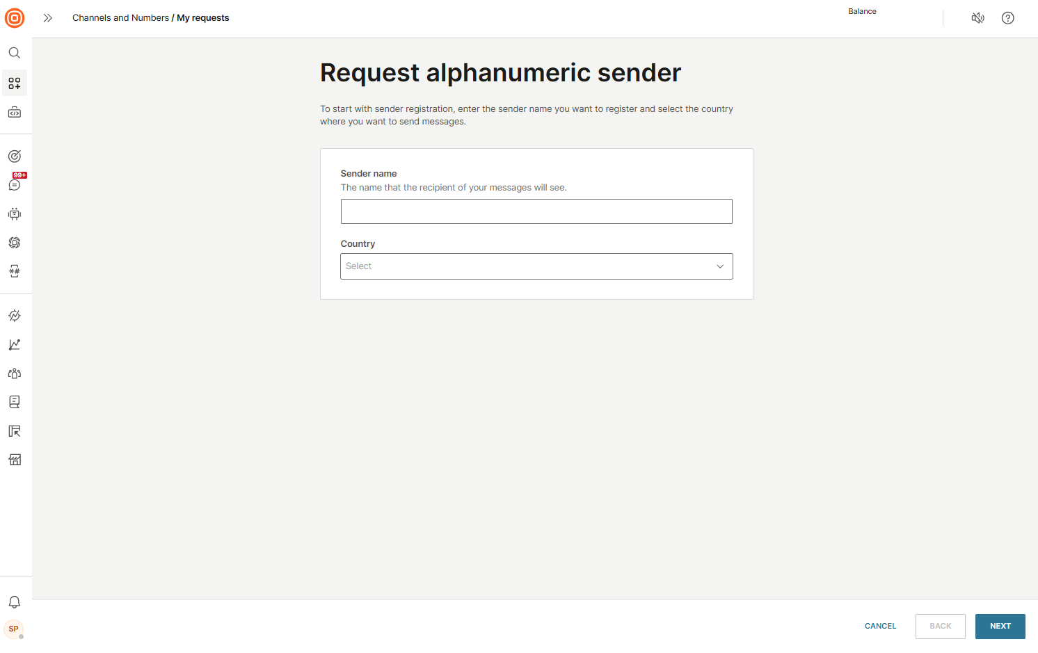 Numbers - Sender name