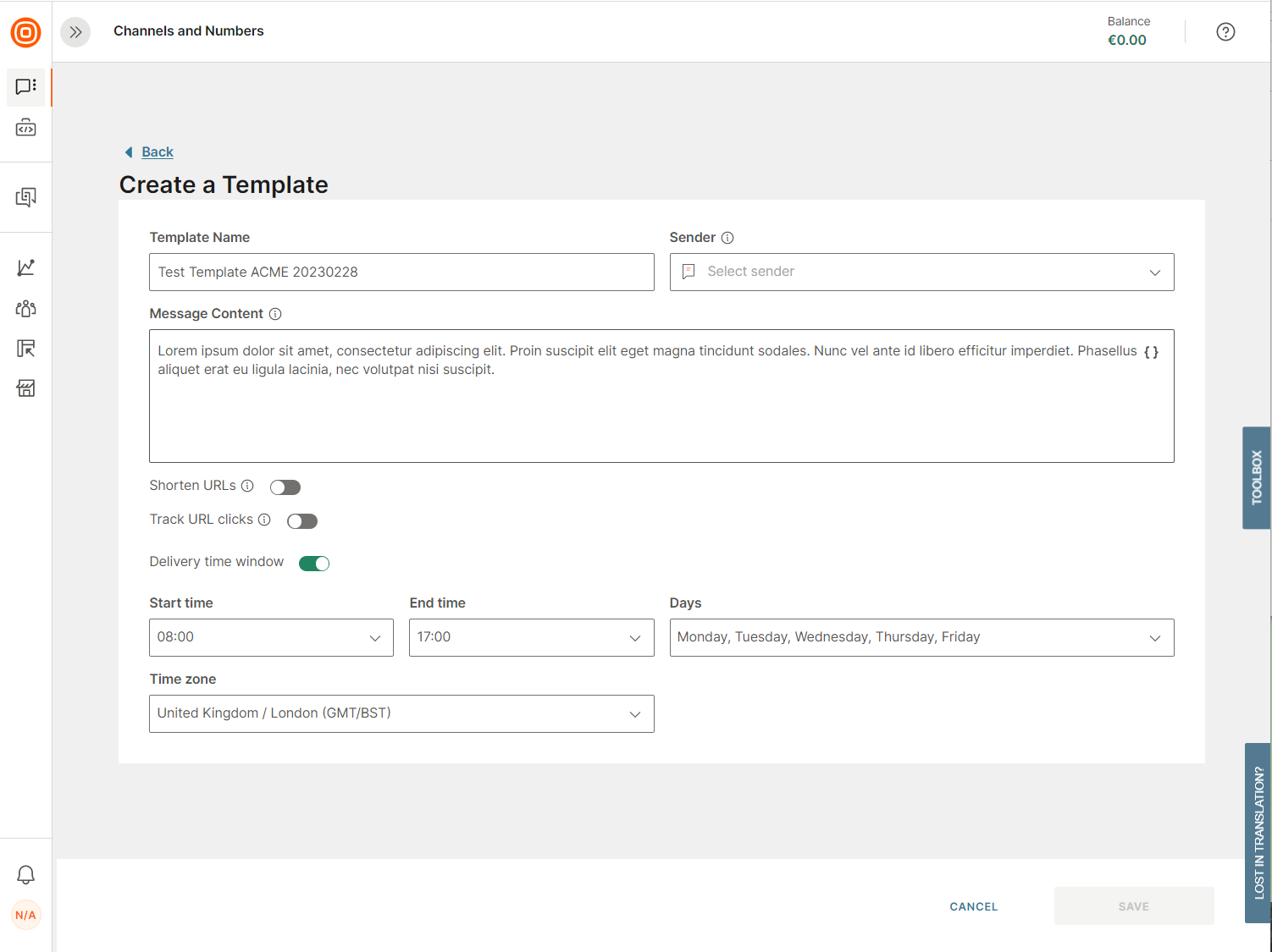 Optimove create template