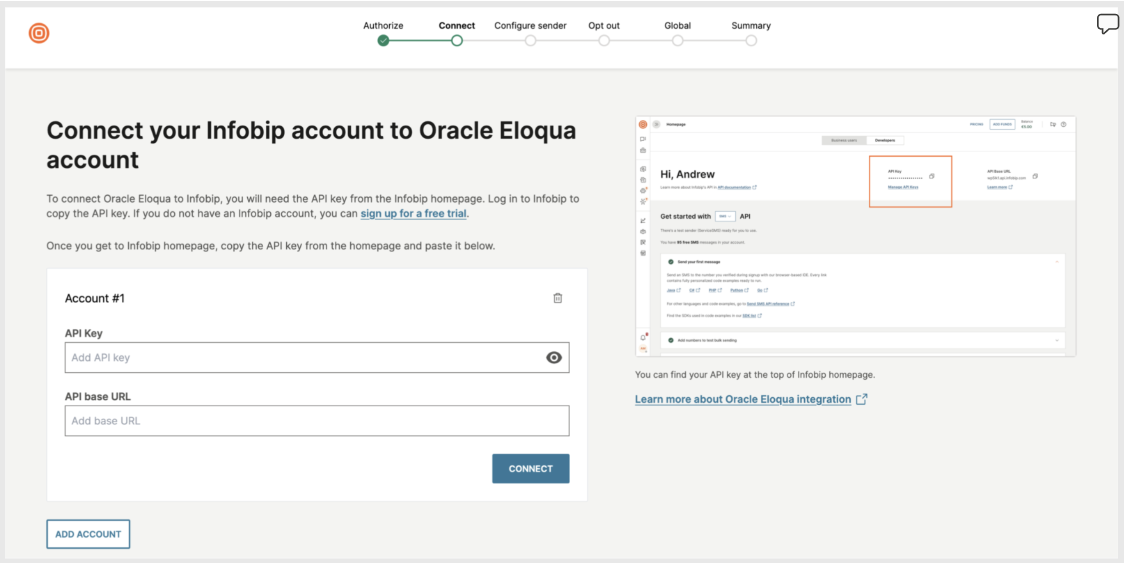 Oracle Eloqua add account