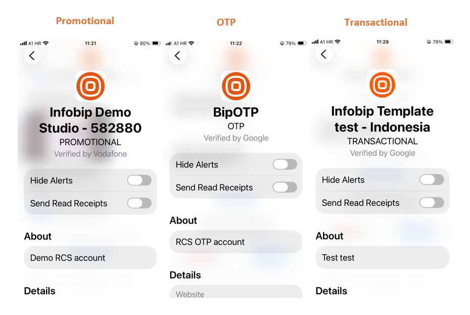 otp promotional transactional ios rcs