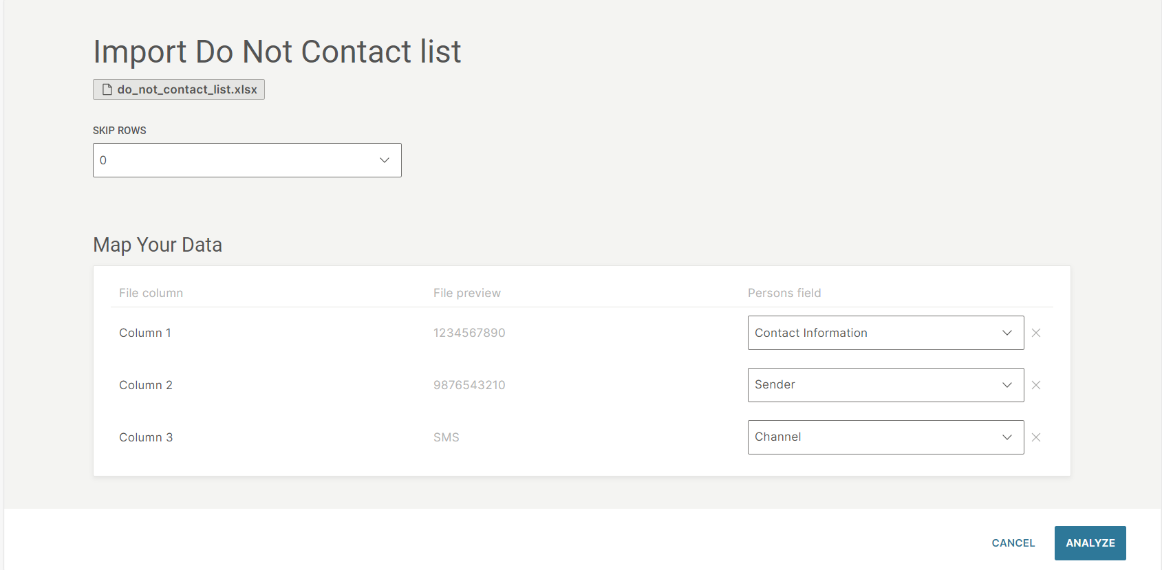 Import the Do not contact list