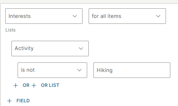 Filter list items