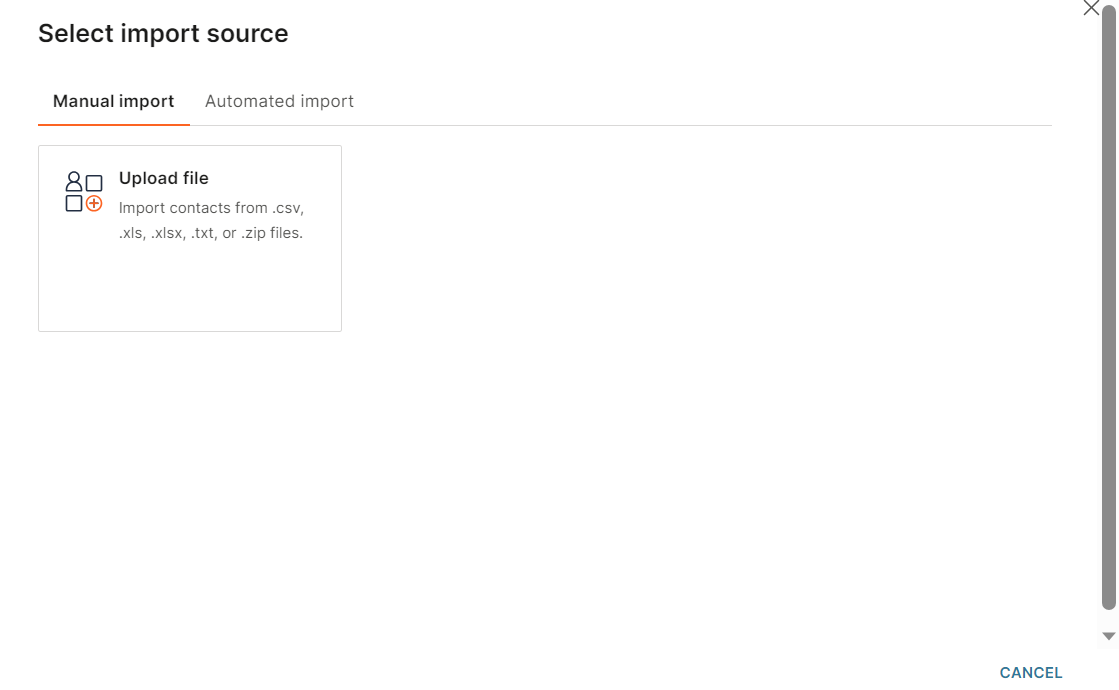 Image that shows the upload option
