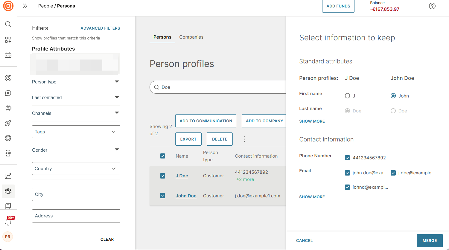 Image that shows how to merge profiles