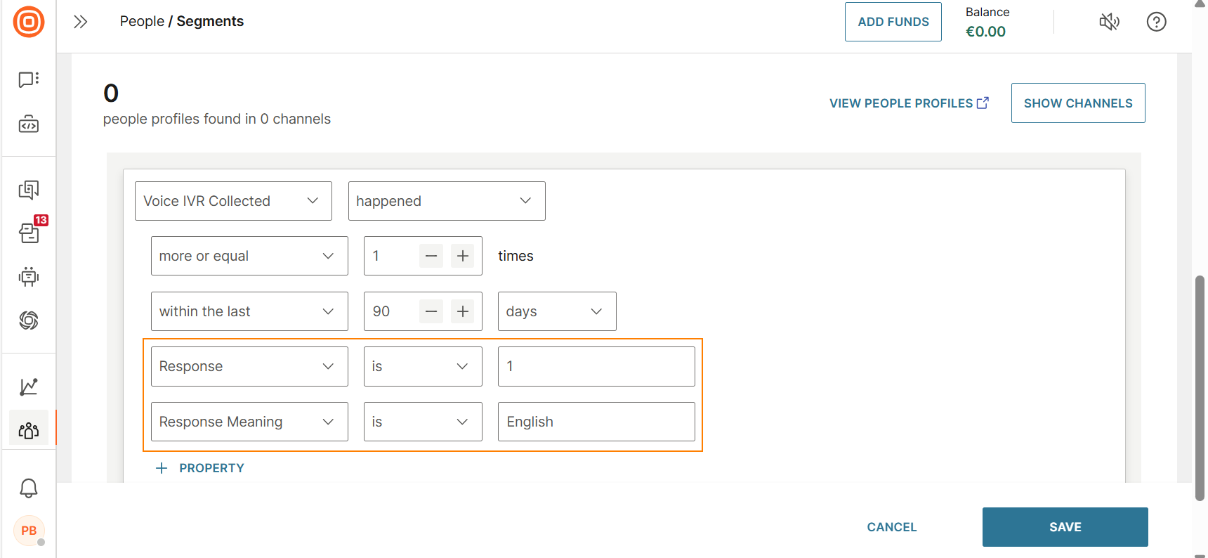 Use response meaning in segments