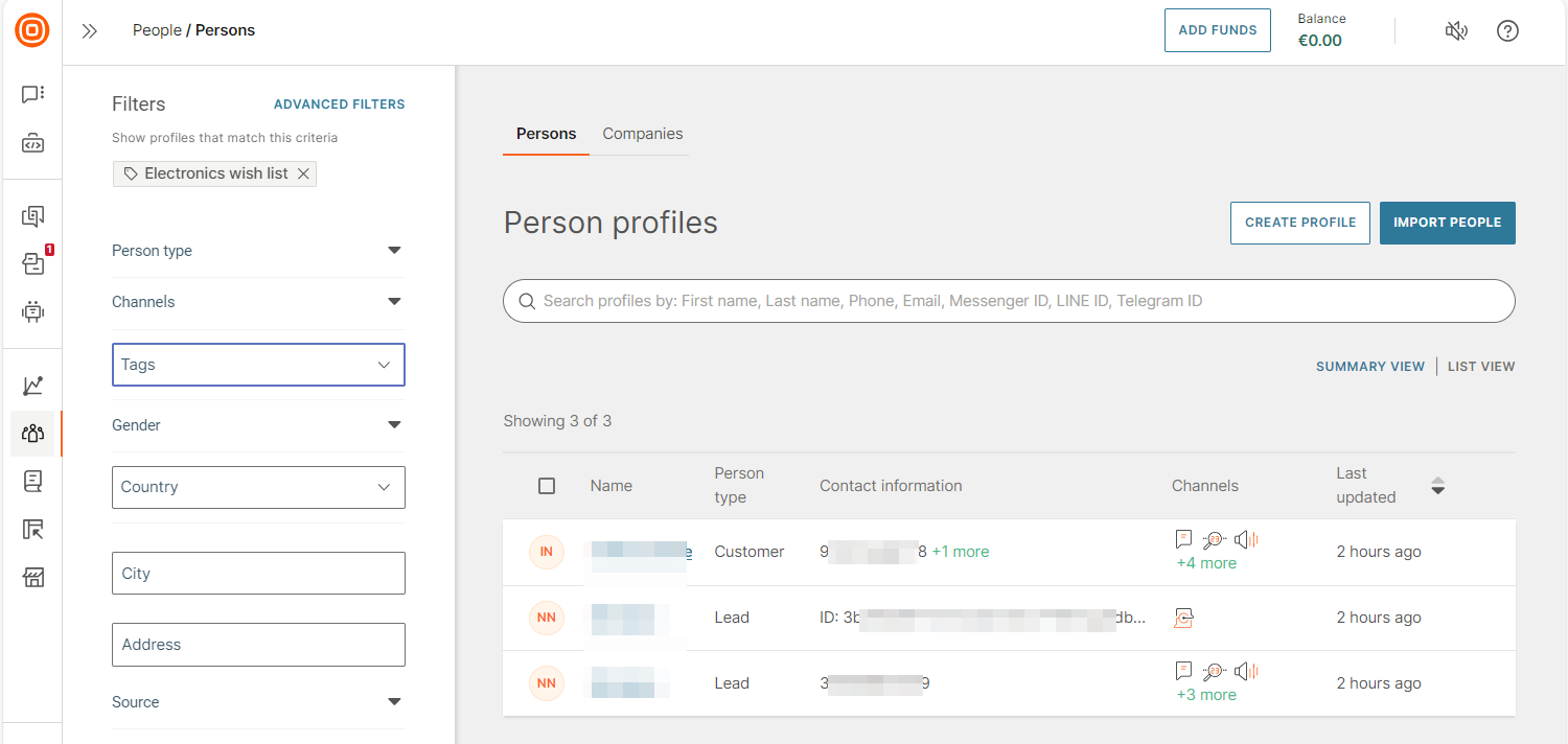 View profiles that have the tag