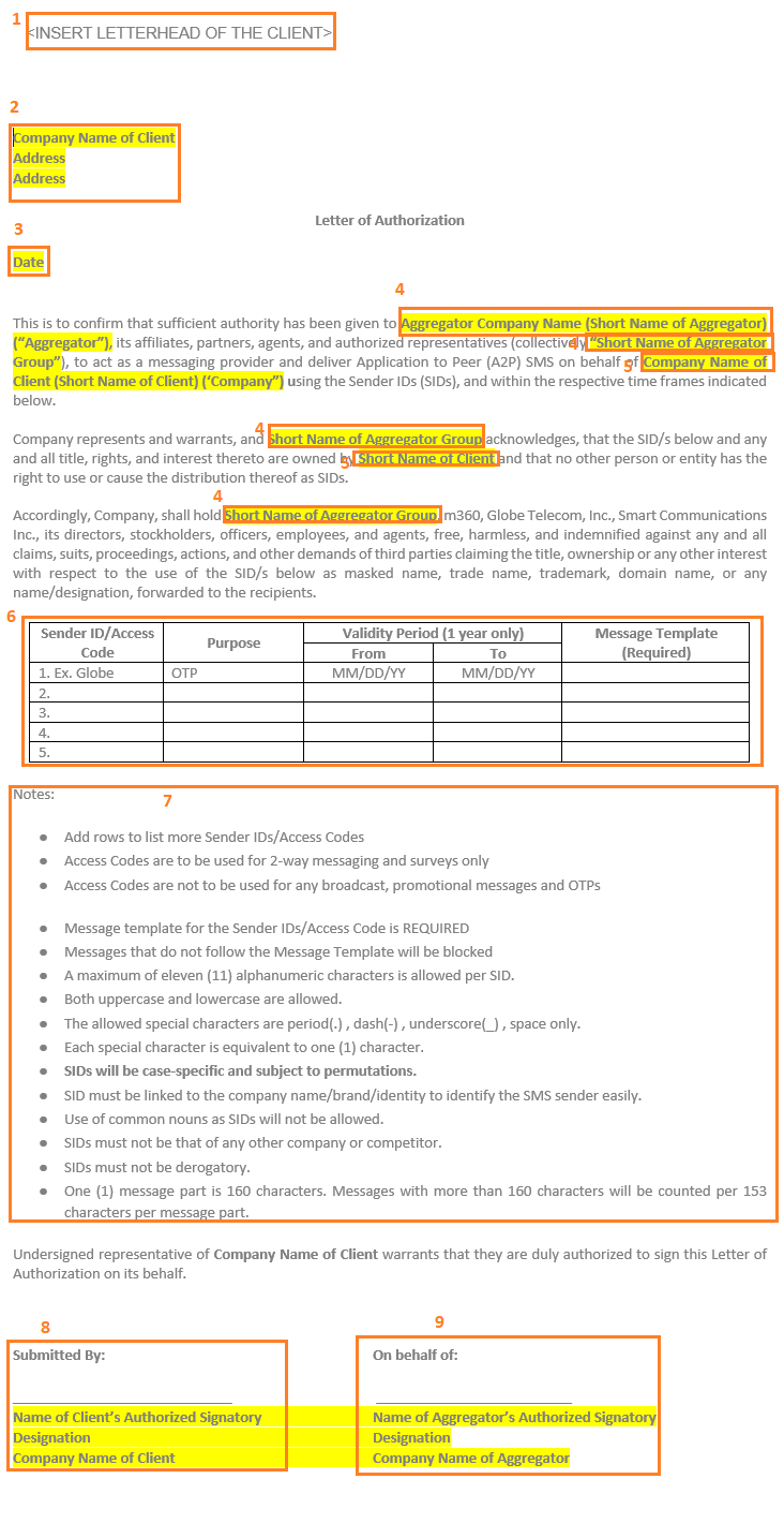 Essentials - Globe Int end client to aggregator LOA