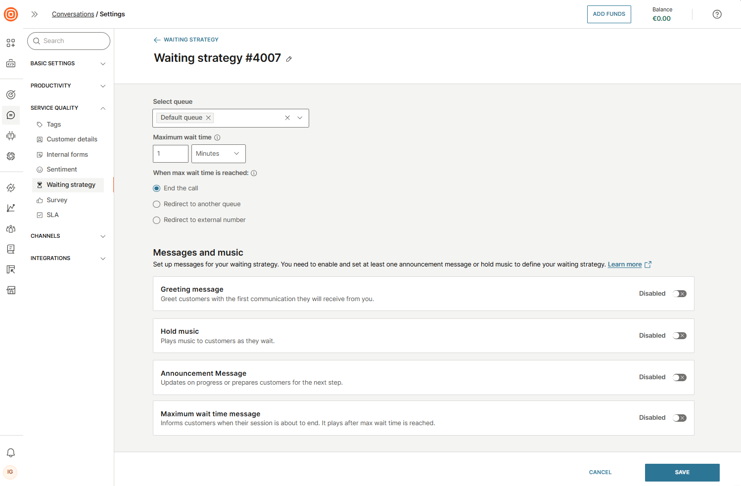 Waiting strategy for calls