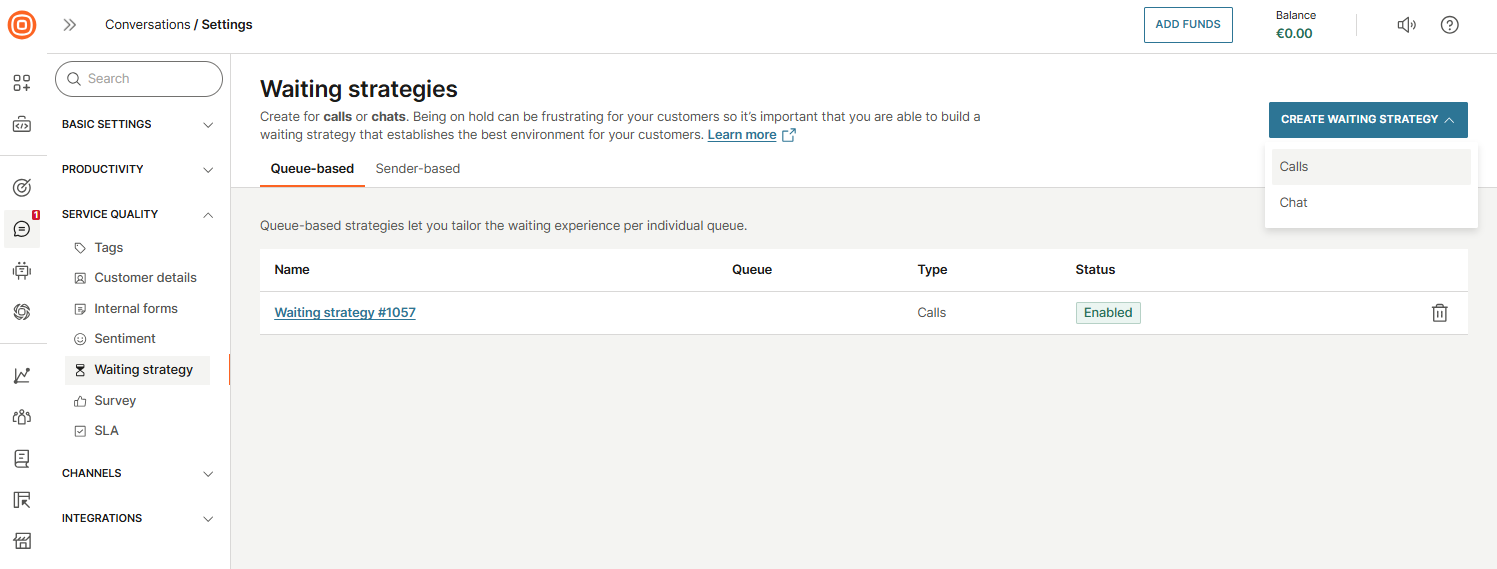 Waiting strategy for calls