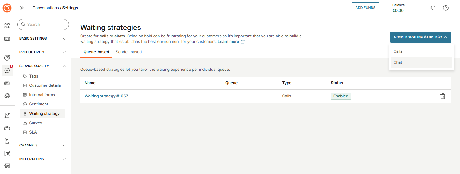 Chats waiting strategy
