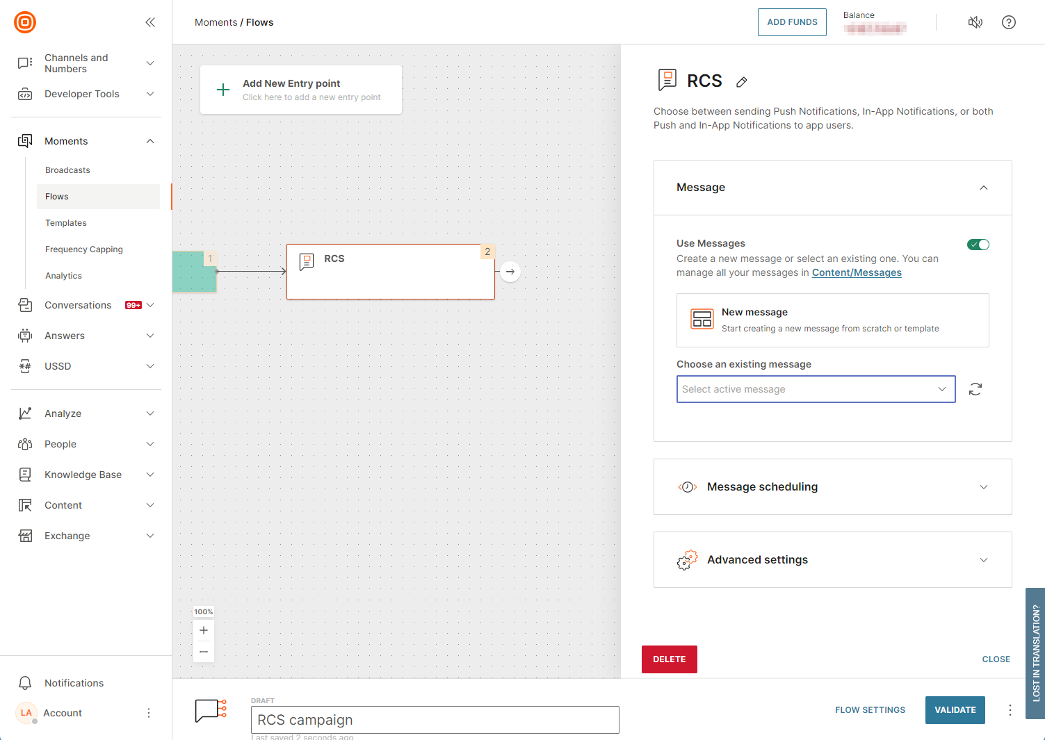 RCS - create rcs template over flow